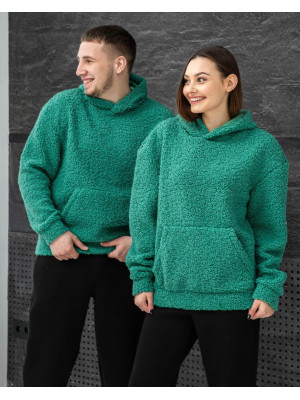 Мужские и женские худи плюш, парные худи плюшевые  бирюзовый Мужские и женские худи плюш, парные худи плюшевые  бирюзовый